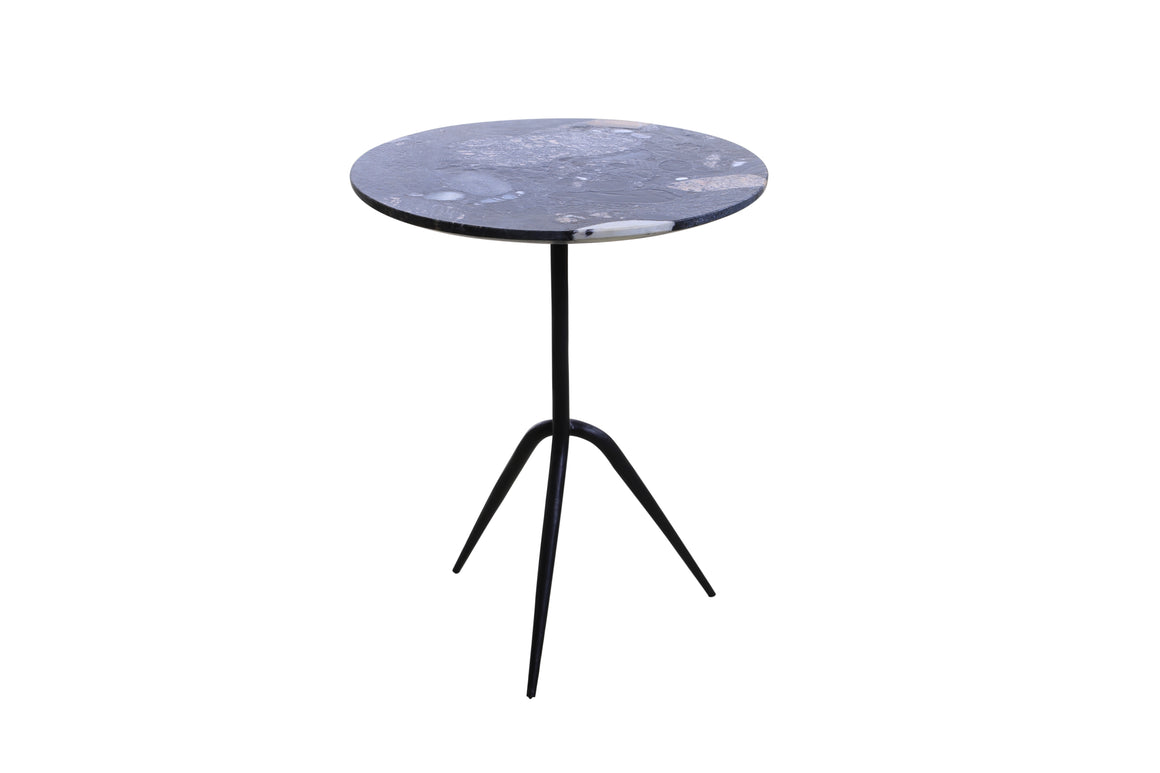 Glacier 18" Accent Table in Norigo Marble Marble