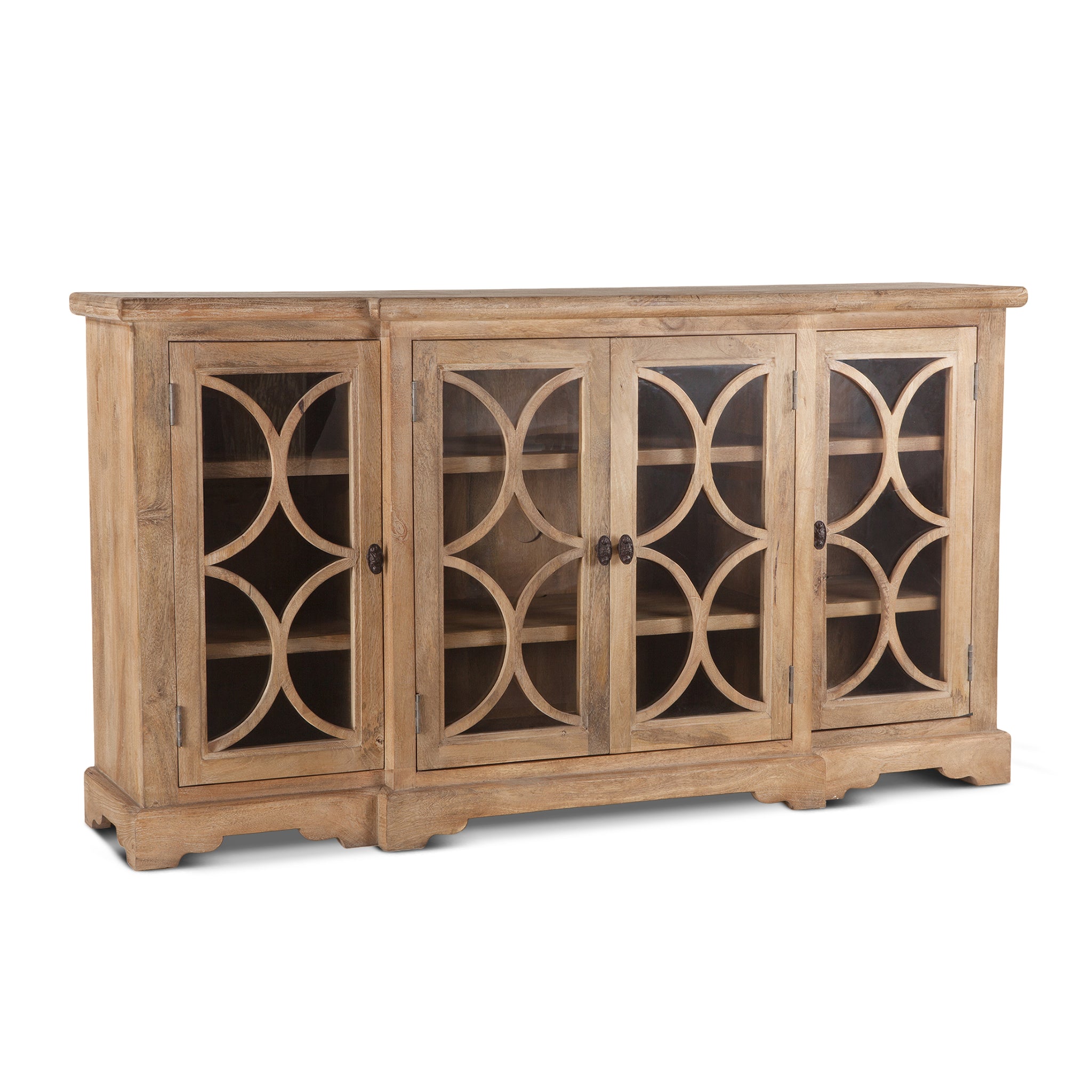 Pengrove 75" Glass Cabinet in Antique Oak Finish
