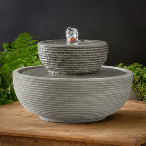 Ribbed Longport Tabletop Stone Fountain - Alpine Stone Patina