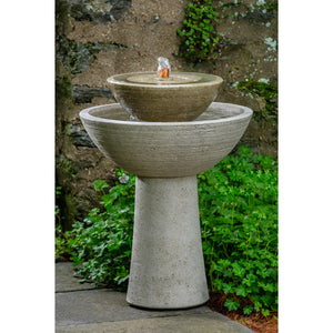 Ojai Tall Stone Pedestal Fountain - Alpine Stone Patina