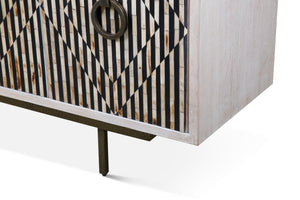 Alexandria 72" Sideboard with Bone, Horn, Wood Inlay on Metal Base