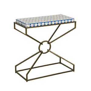 Alexandria 24" Side Table with Bone Inlay and Brass