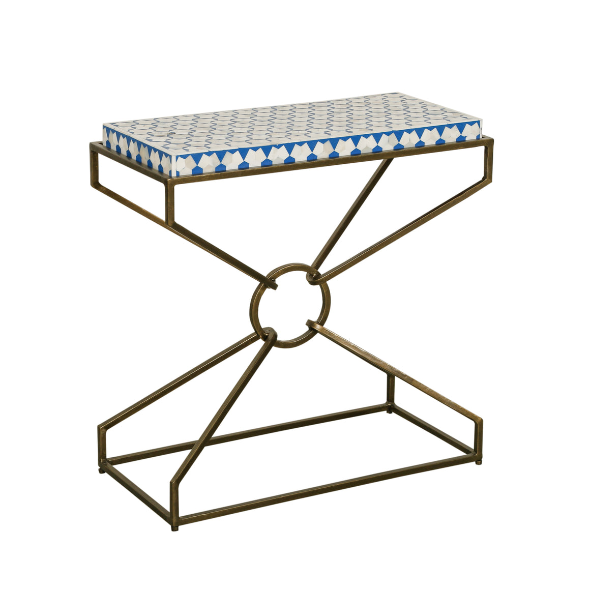 Alexandria 24" Side Table with Bone Inlay and Brass