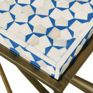 Alexandria 24" Side Table with Bone Inlay and Brass