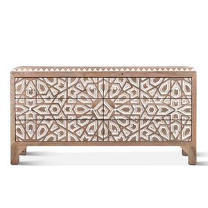 Haveli Dresser 61in Carved, Natural White