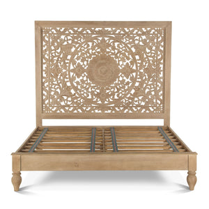 Haveli Carved King Bed in Whitewash Finish