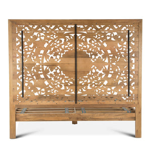 Haveli Carved King Bed in Whitewash Finish