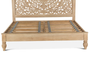 Haveli Carved King Bed in Whitewash Finish