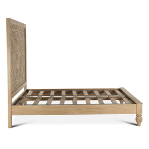 Haveli Carved King Bed in Whitewash Finish