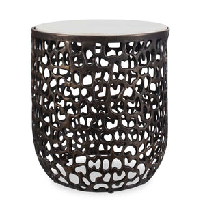 Uttermost Sabena White Marble Outdoor Side Table