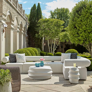 Uttermost Bolster Back White Outdoor Corner Sofa