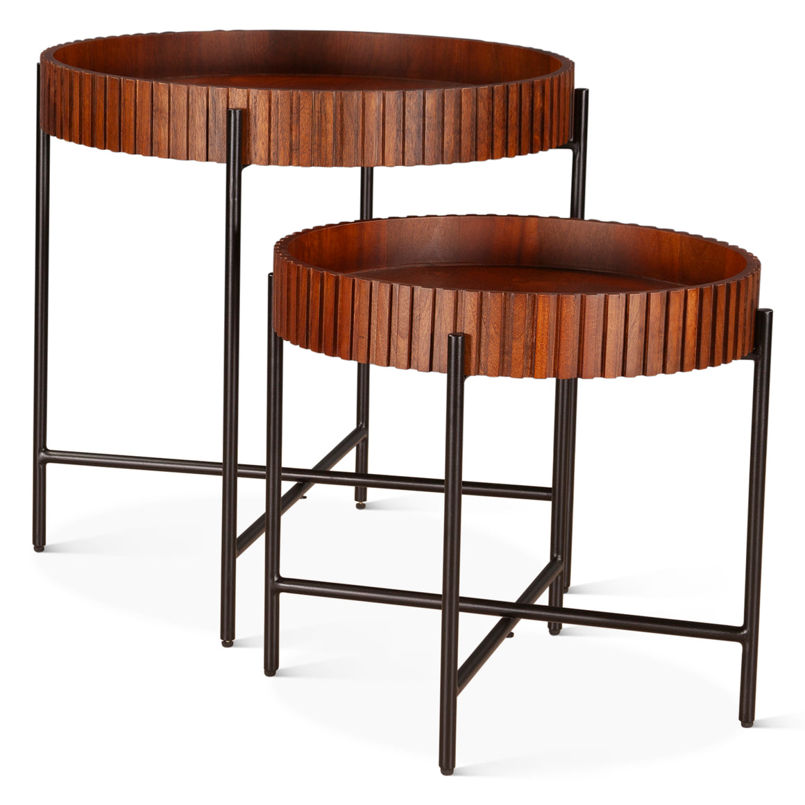 Halden Nesting Tray Tables in Pecan Brown