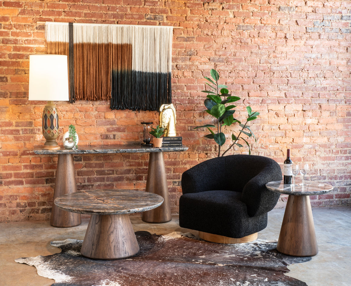 Florence Accent Chair in Black Boucle Fabric