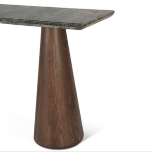 Caldera Console Table with Lava Marble and Dark Oak Base