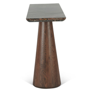 Caldera Console Table with Lava Marble and Dark Oak Base