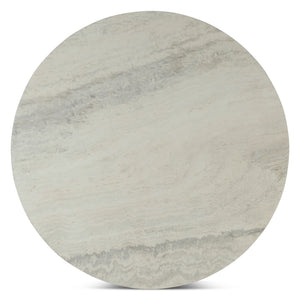 Caldera Coffee Table with White Travertine and Light Oak Base