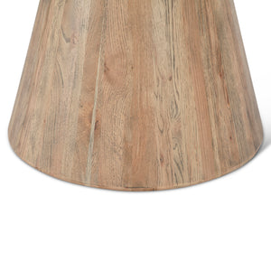 Caldera 48" Round Dining Table in White Travertine and Light Oak