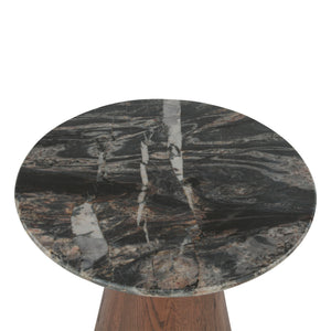 Caldera Side Table in Lava Marble and Dark Oak