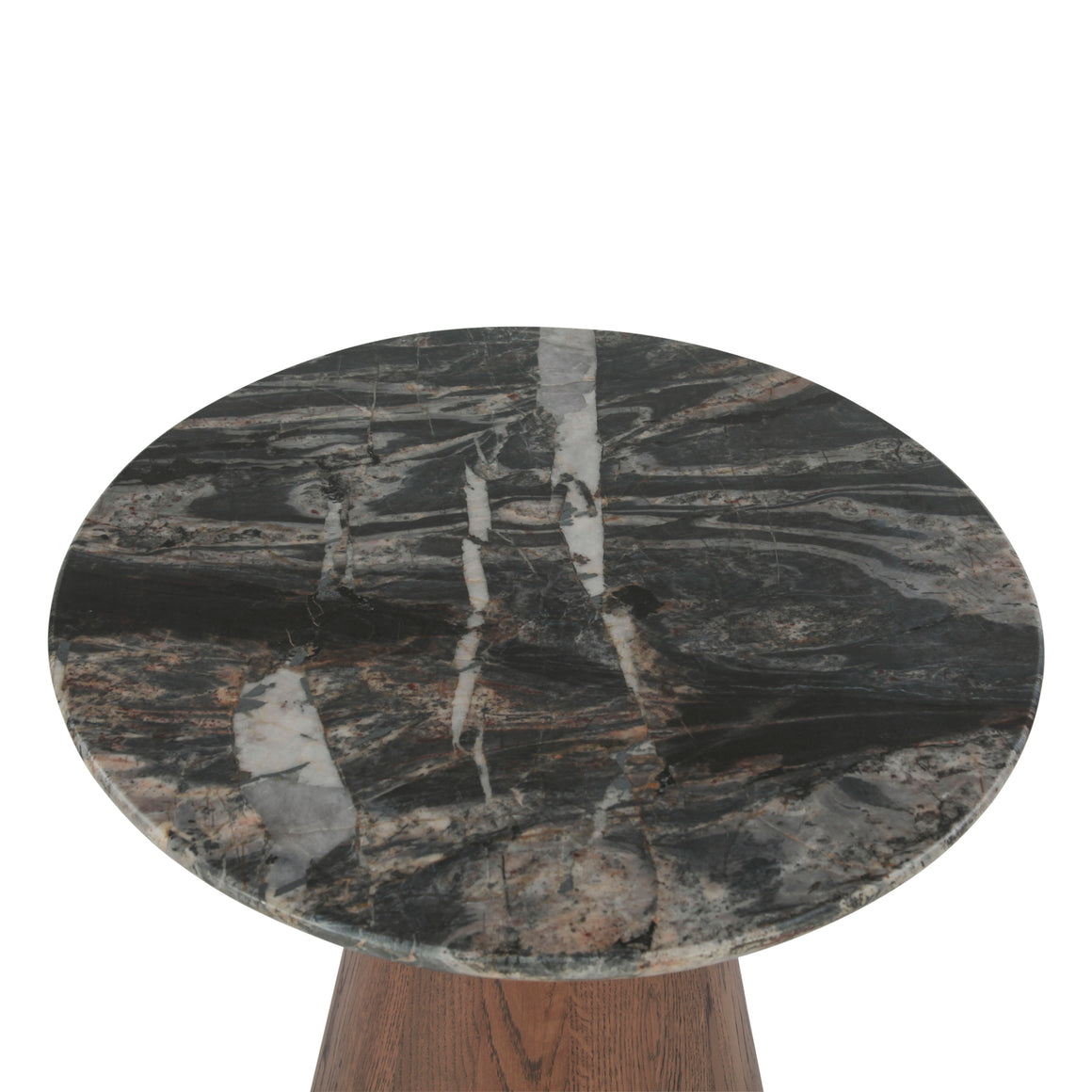 Caldera Side Table in Lava Marble and Dark Oak