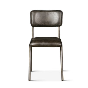 William Dining Chair in Ebony Leather and Iron