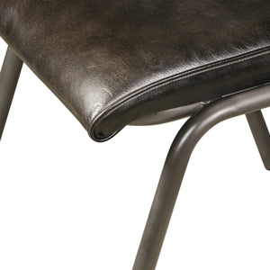 William Dining Chair in Ebony Leather and Iron