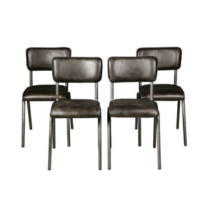 William Dining Chair in Ebony Leather and Iron