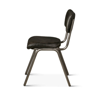 William Dining Chair in Ebony Leather and Iron