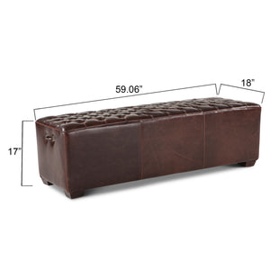 Arabella 79" Bench in Brown Leather