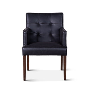 Aven Armchair in Black Leather with Dark Legs