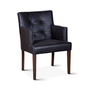 Aven Armchair in Black Leather with Dark Legs