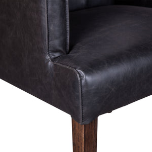 Aven Armchair in Black Leather with Dark Legs