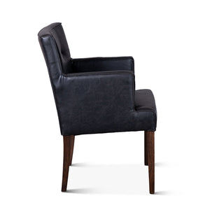 Aven Armchair in Black Leather with Dark Legs