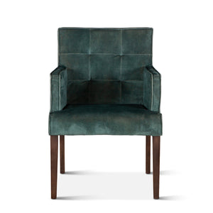 Aven Armchair in Green Velvet with Dark Legs