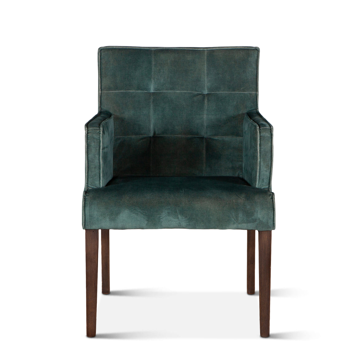 Aven Armchair in Green Velvet with Dark Legs