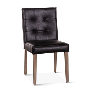 Aven Dining Chair in Black Leather with Light Legs