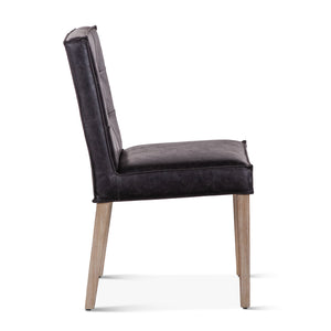 Aven Dining Chair in Black Leather with Light Legs