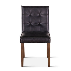 Aven Dining Chair in Black Leather with Dark Legs