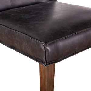 Aven Dining Chair in Black Leather with Dark Legs