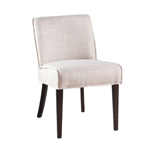 Avery Dining Chair in Off White Linen with Dark Legs