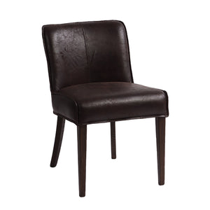 Avery Dining Chair in Dark Brown Leather with Matte Brown Legs