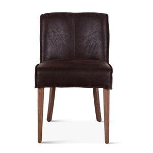 Avery Dining Chair in Dark Brown Leather with Natural Legs