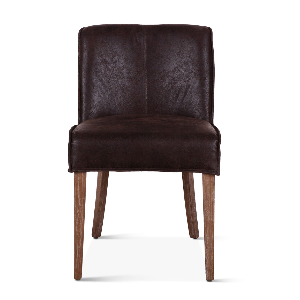 Avery Dining Chair in Dark Brown Leather with Natural Legs