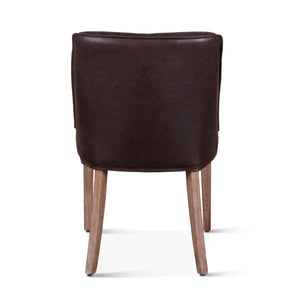 Avery Dining Chair in Dark Brown Leather with Natural Legs