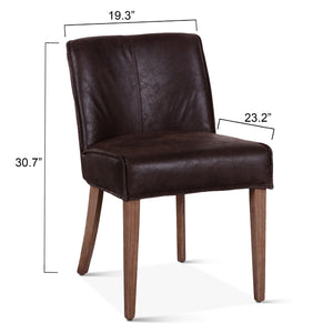 Avery Dining Chair in Dark Brown Leather with Natural Legs