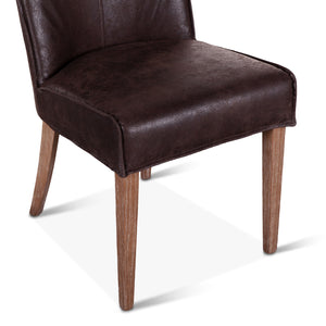 Avery Dining Chair in Dark Brown Leather with Natural Legs