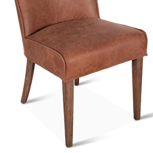 Avery Dining Chair in Tan Leather with Natural Legs