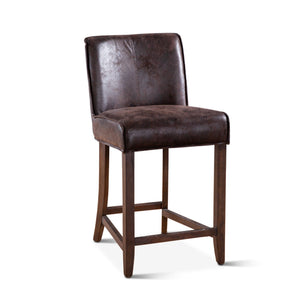 Avery Counter Chair in Dark Brown Leather with Matte Brown Legs