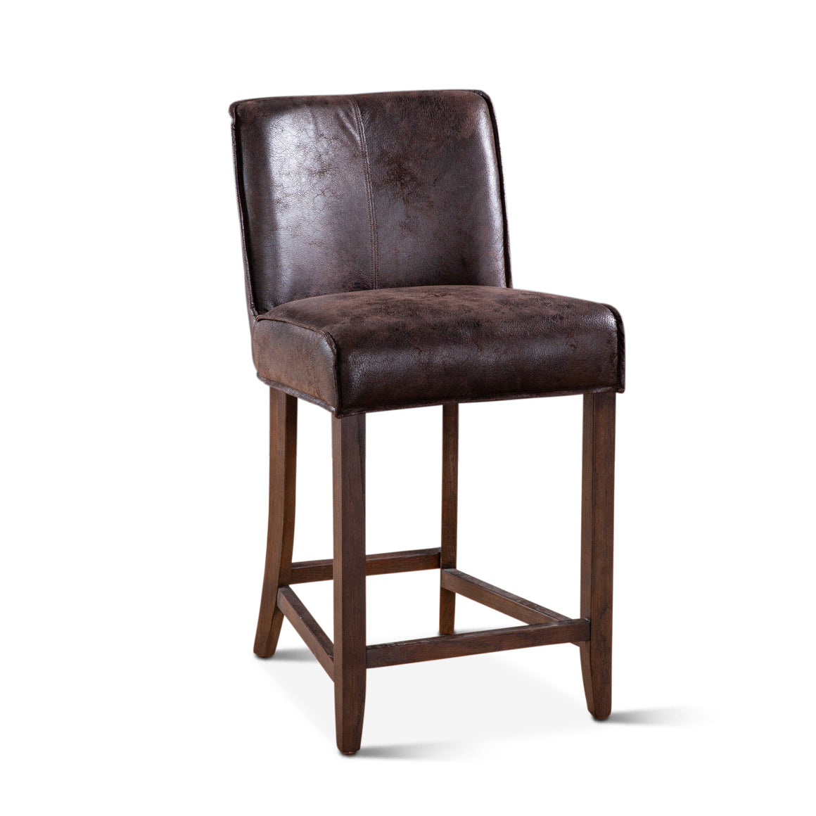 Avery Counter Chair in Dark Brown Leather with Matte Brown Legs