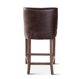 Avery Counter Chair in Dark Brown Leather with Matte Brown Legs