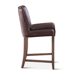 Avery Counter Chair in Dark Brown Leather with Matte Brown Legs